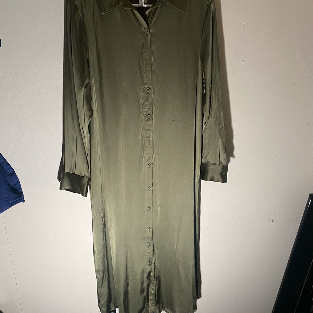 Nordstrom Elegant Olive Green Shirt Dress